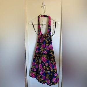 Women’s Vintage 80s DBA LA Floral Sweetheart Halter Dress